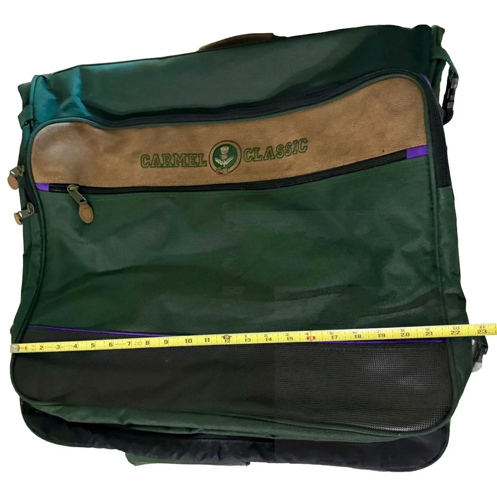 Vintage Garment bag Green CARMEL CLASSIC Hanging Folding Carry On Luggage